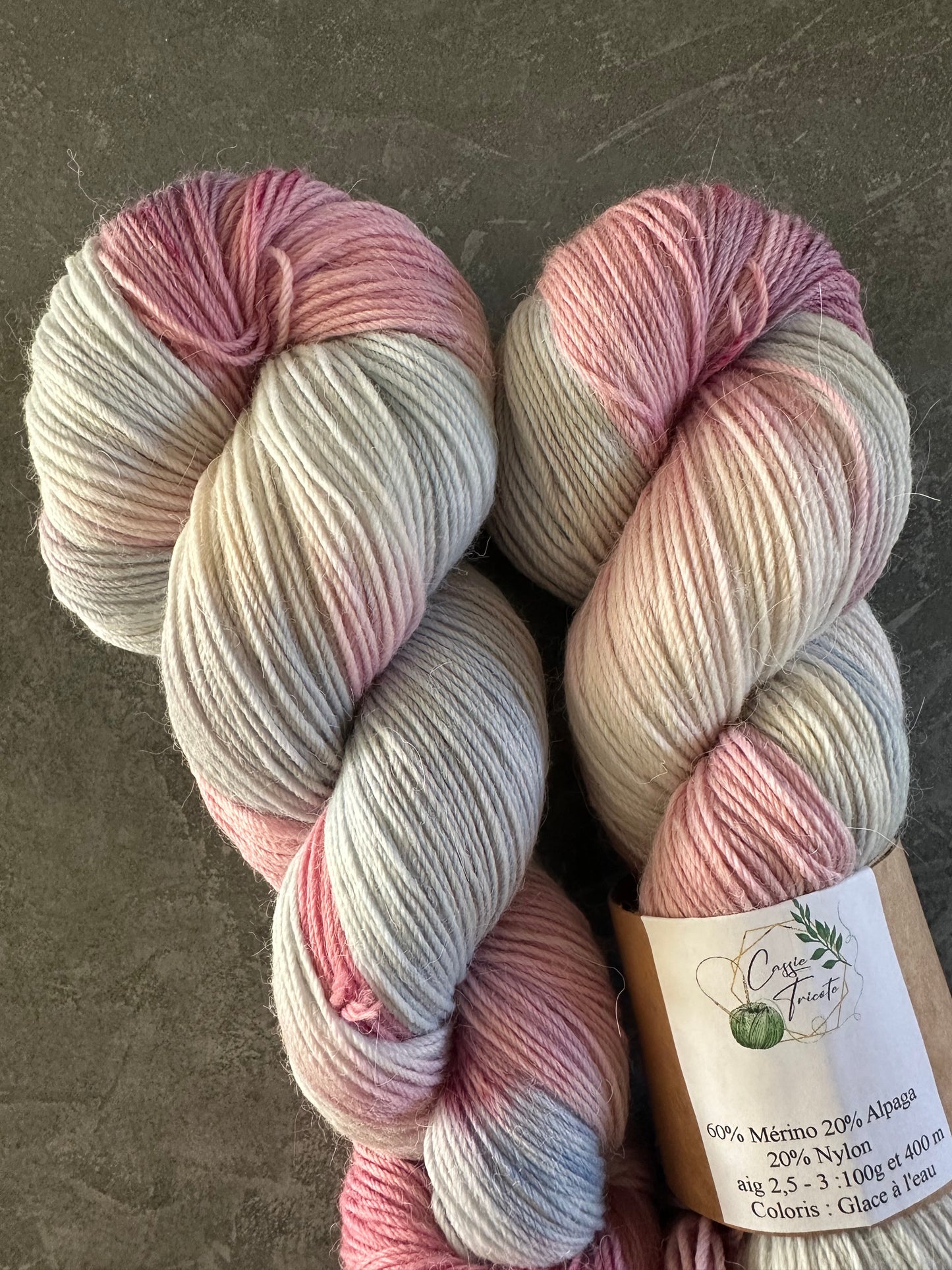 🍧Glace à l’eau : fingering : Mérino, Alpaga, nylon