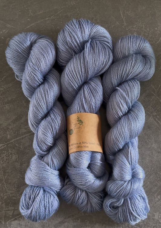 💙Ce rêve bleu : fingering : mérinos et tencel