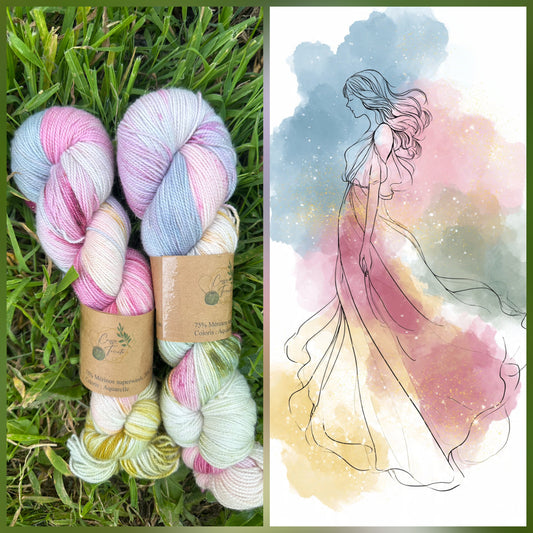 Aquarelle : Mérinos, nylon, Gold Stellina