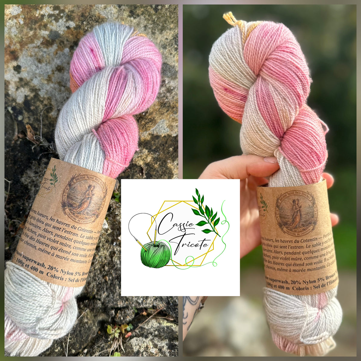 🌸Brume rose des havres: Mérinos, nylon, bronze stellina