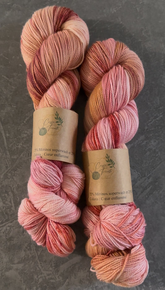 ❤️‍🔥Coeur enflammé : Fingering : Mérinos et Nylon