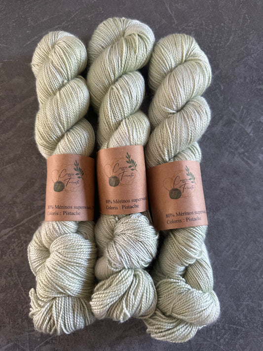 Pistache: fingering : Mérinos, Soie